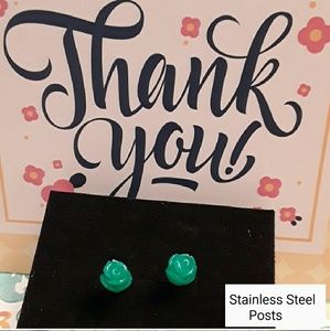 NEW Green Roses Acrylic Earrings